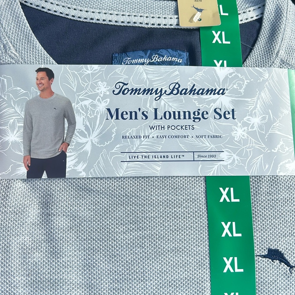 Tommy Bahama Men’s 2 Piece Lounge set Relaxed Fit Size L, XL Gray NWT - Picture 3 of 4